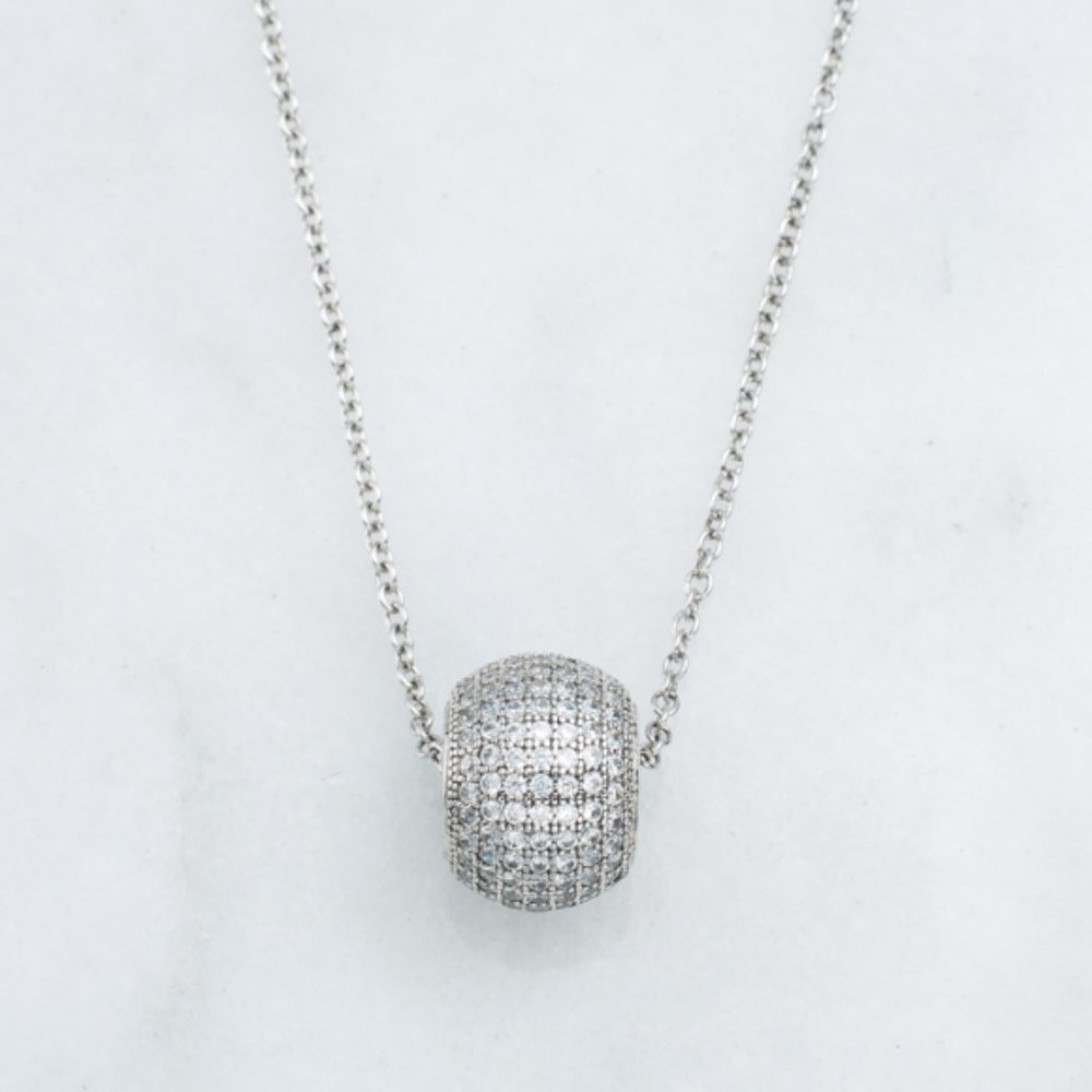 Silver pave' slider on chain - Lot #019